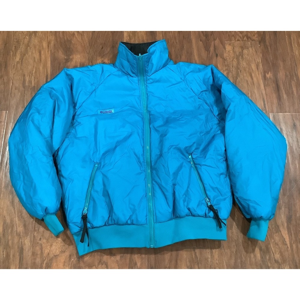 Vintage 90s Columbia Reversible Radial Sleeve‎ Nylon Lined Jacket Mens XL Aqua